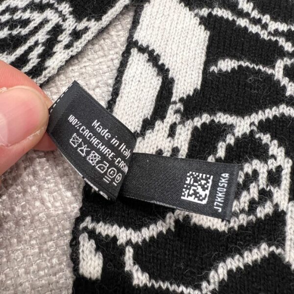 Chanel Camellia Scarf Black White