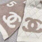 Chanel No. 5 Cashmere Scarf Khaki White