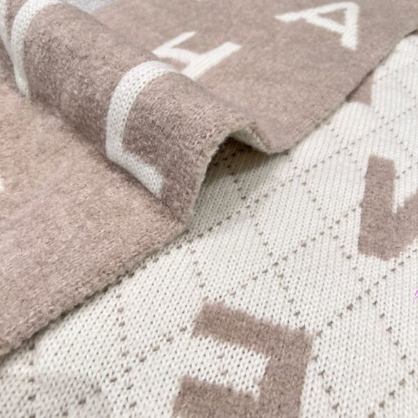 Chanel No. 5 Cashmere Scarf Khaki White