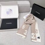 Chanel No. 5 Cashmere Scarf Khaki White