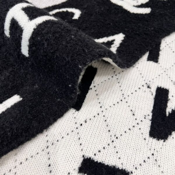 Chanel No. 5 Cashmere Scarf Black White