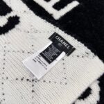 Chanel No. 5 Cashmere Scarf Black White