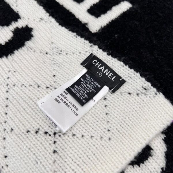 Chanel No. 5 Cashmere Scarf Black White