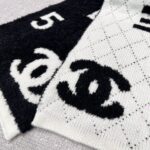 Chanel No. 5 Cashmere Scarf Black White