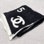 Chanel No. 5 Cashmere Scarf Black White