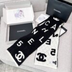 Chanel No. 5 Cashmere Scarf Black White