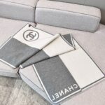 Chanel Grey and white symmetrical shawl