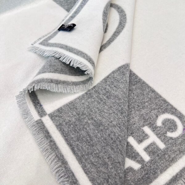 Chanel Grey and white symmetrical shawl