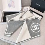 Chanel Grey and white symmetrical shawl