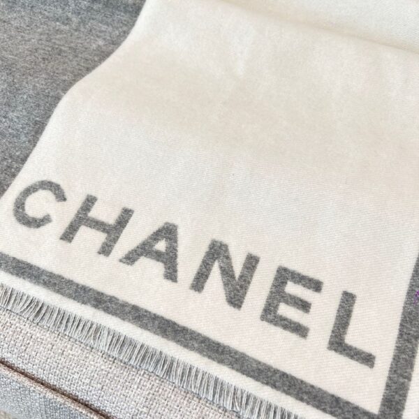 Chanel Grey and white symmetrical shawl
