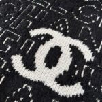 Chanel Letter Overlap Scarf Hat Black White