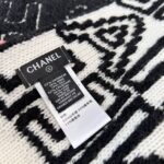 Chanel Letter Overlap Scarf Hat Black White