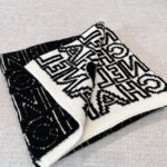 Chanel Letter Overlap Scarf Hat Black White