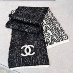 Chanel Letter Overlap Scarf Hat Black White