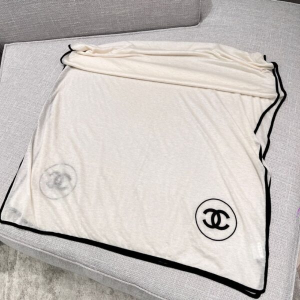 Chanel Scarf Silk Cashmere Shawl White