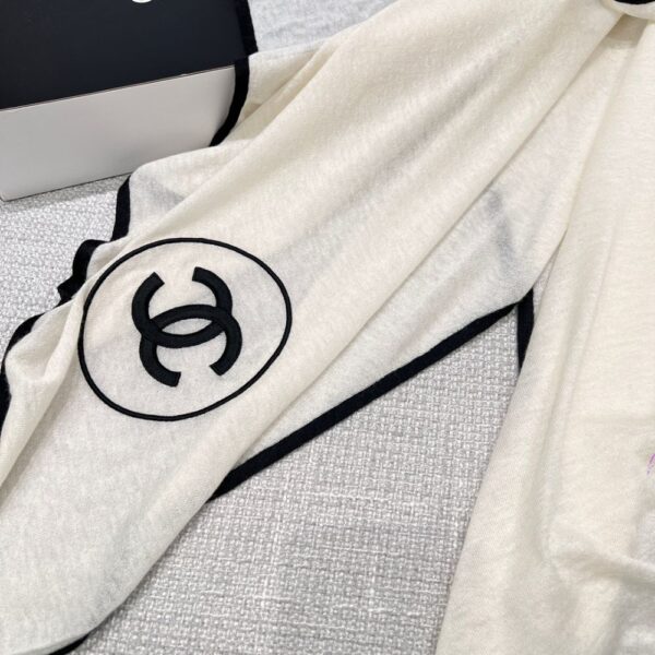 Chanel Scarf Silk Cashmere Shawl White