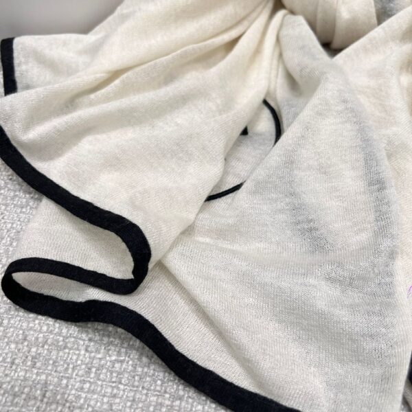 Chanel Scarf Silk Cashmere Shawl White