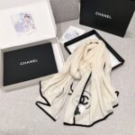 Chanel Scarf Silk Cashmere Shawl White