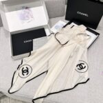 Chanel Scarf Silk Cashmere Shawl White