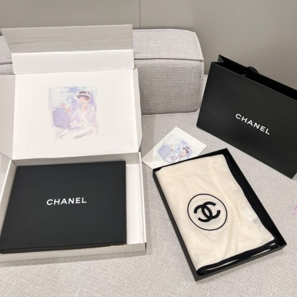 Chanel Scarf Silk Cashmere Shawl White