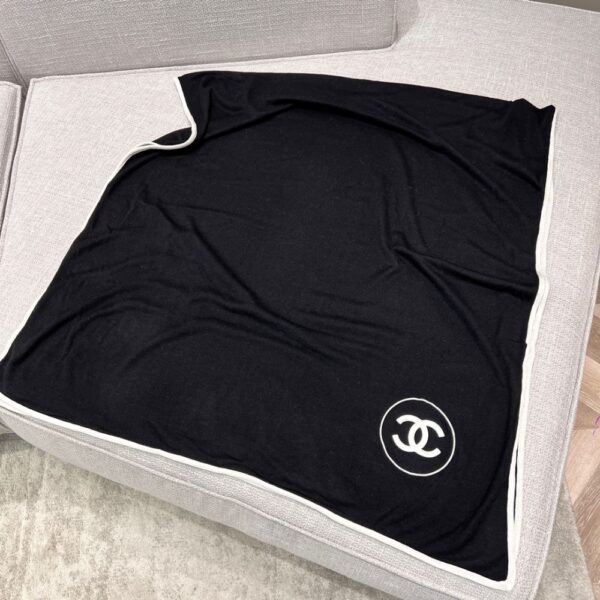 Chanel Scarf Silk Cashmere Shawl Black
