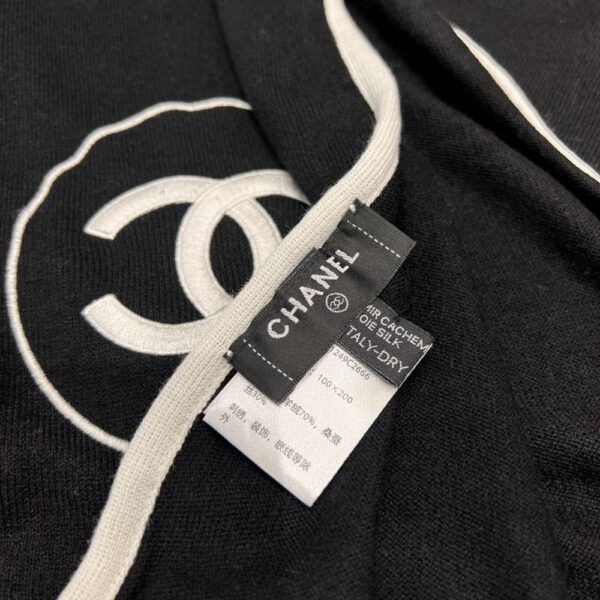 Chanel Scarf Silk Cashmere Shawl Black