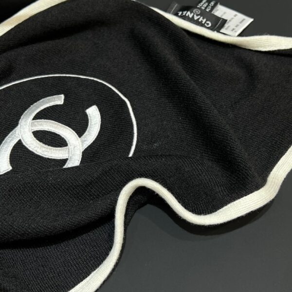 Chanel Scarf Silk Cashmere Shawl Black