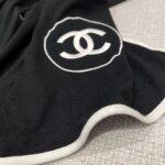 Chanel Scarf Silk Cashmere Shawl Black