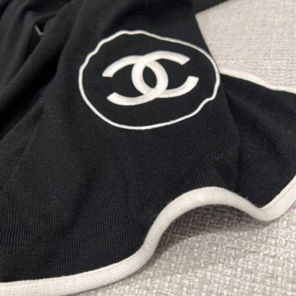 Chanel Scarf Silk Cashmere Shawl Black