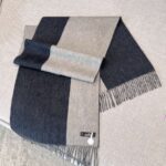 Hermes Cashmere scarf navy blue/grey