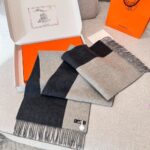 Hermes Cashmere scarf navy blue/grey