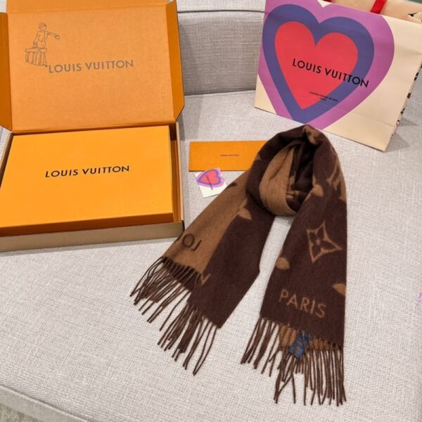 Louis Vuitton Rrykjavik Classic Cashmere Scarf Coffee