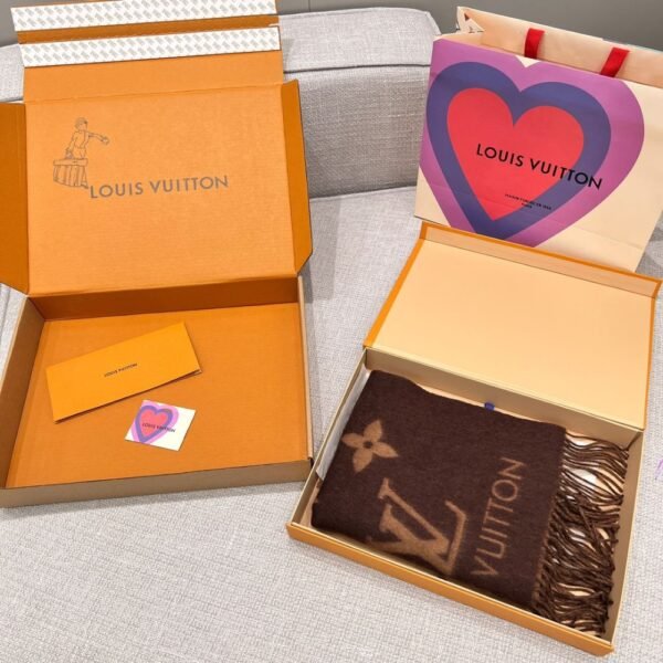 Louis Vuitton Rrykjavik Classic Cashmere Scarf Coffee