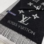 Louis Vuitton Rrykjavik Classic Cashmere Scarf Black Grey