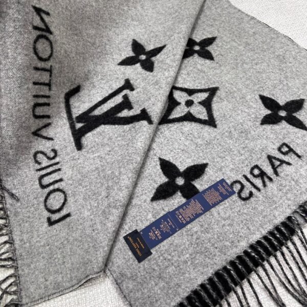 Louis Vuitton Rrykjavik Classic Cashmere Scarf Black Grey