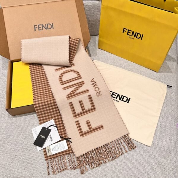 Fendi Napoleon Double-Sided Scarf Milk Tea