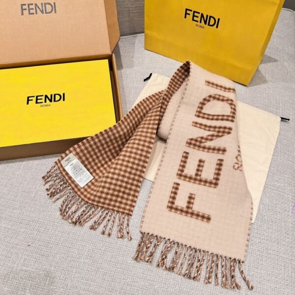 Fendi Napoleon Double-Sided Scarf Milk Tea