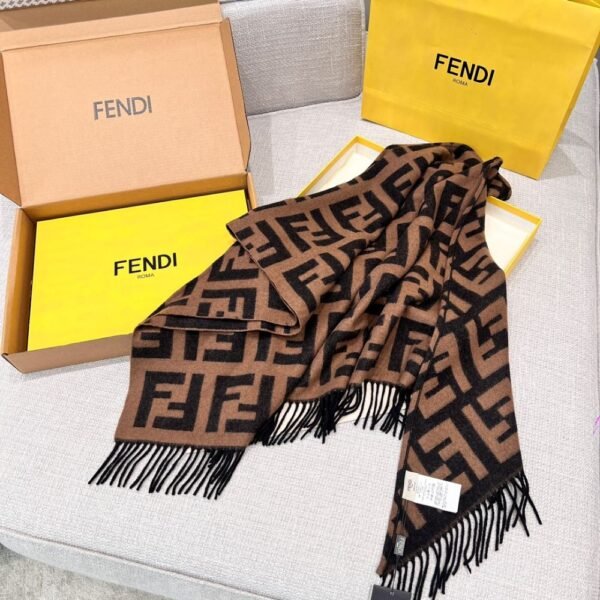 Fendi Triangle cashmere shawl brown