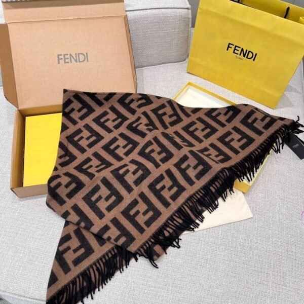 Fendi Triangle cashmere shawl brown