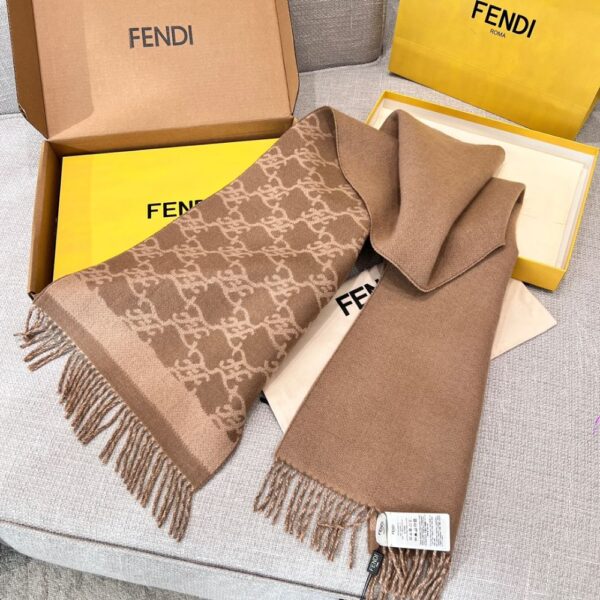 Fendi  KARL Double-Sided Scarf Milk Tea