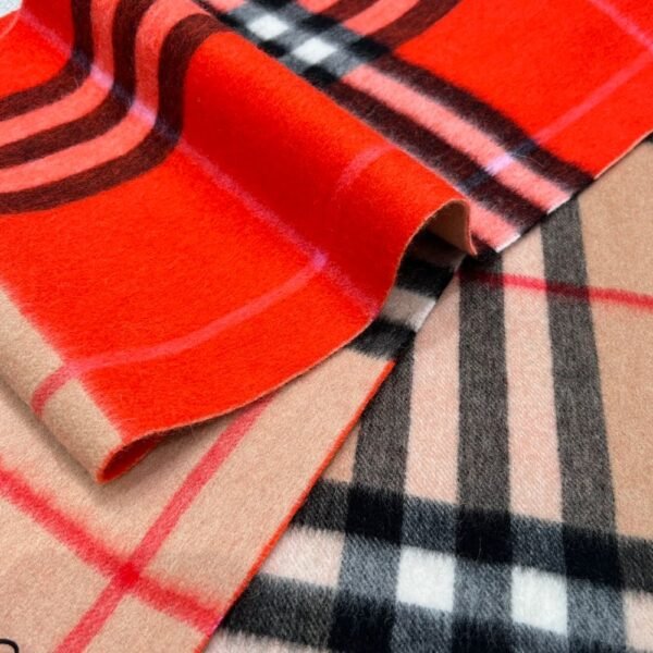 Burberry Colorblock Check Scarf Camel Orange