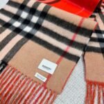 Burberry Colorblock Check Scarf Camel Orange