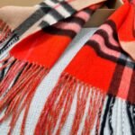 Burberry Colorblock Check Scarf Camel Orange
