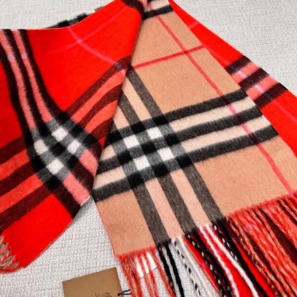 Burberry Colorblock Check Scarf Camel Orange