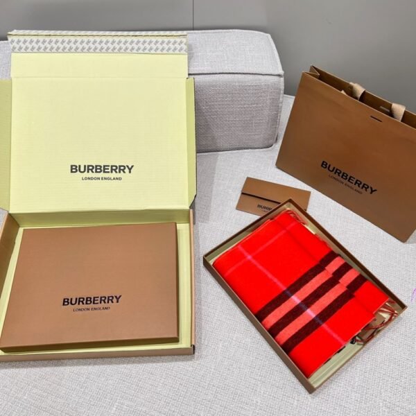 Burberry Colorblock Check Scarf Camel Orange