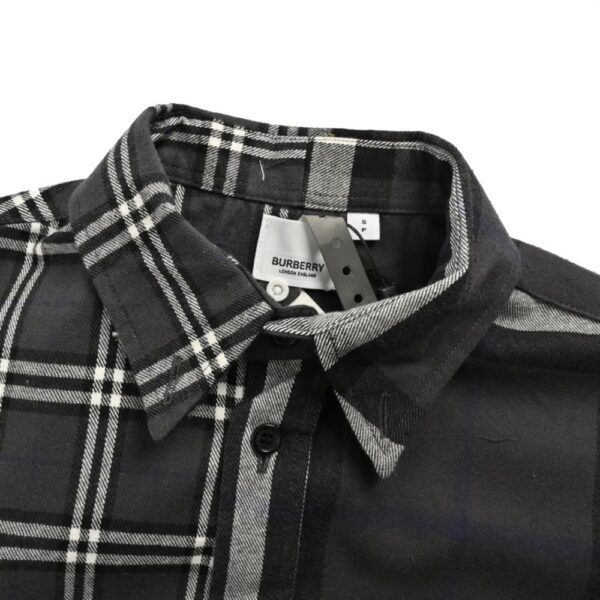 Burberry Double-stitched brushed check shirt Black